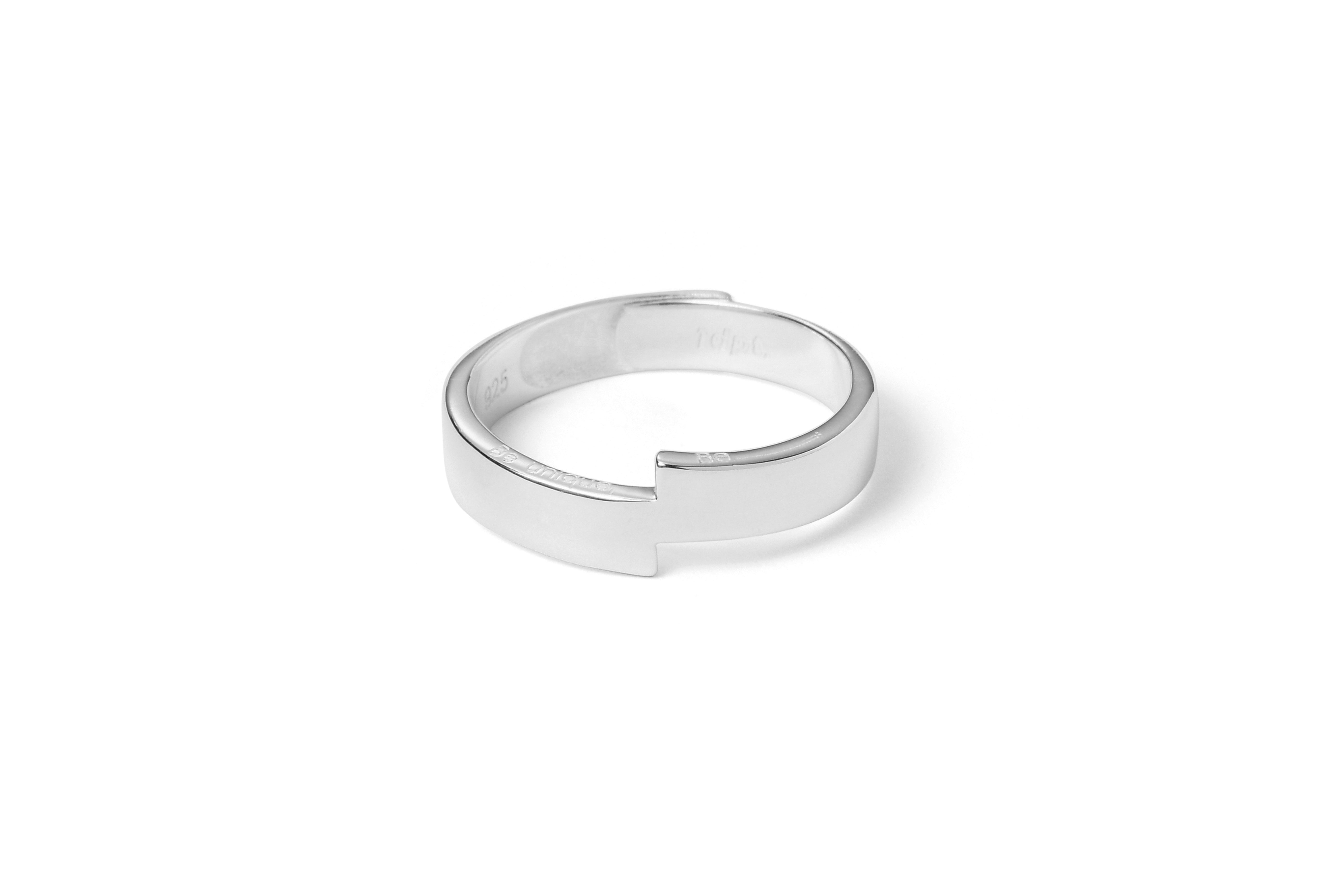 Cutout Logo Graphic 925 Sterling Silver Ring