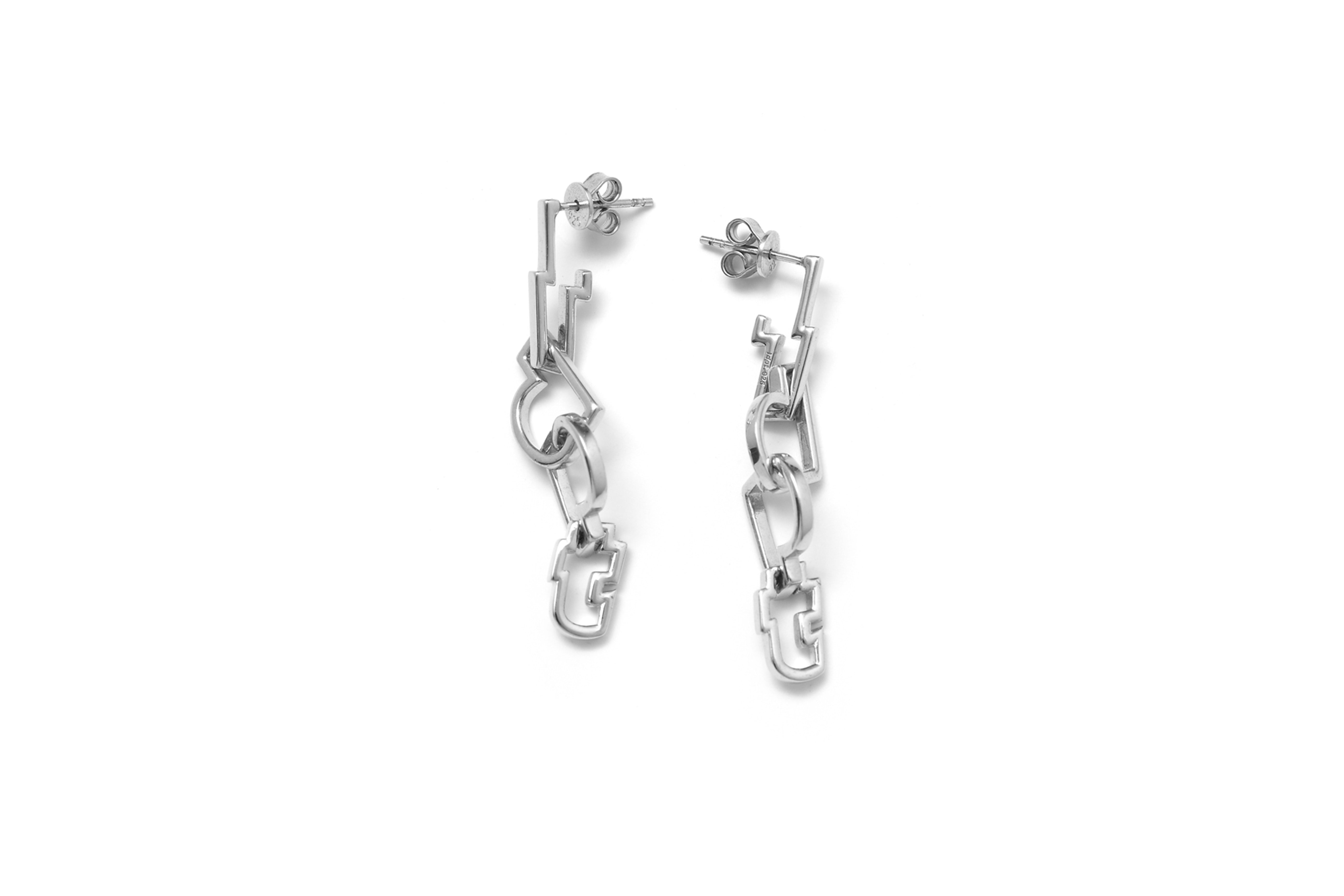 *Pre-order* Openwork Logo Graphic Link 925 Sterling Silver Earrings