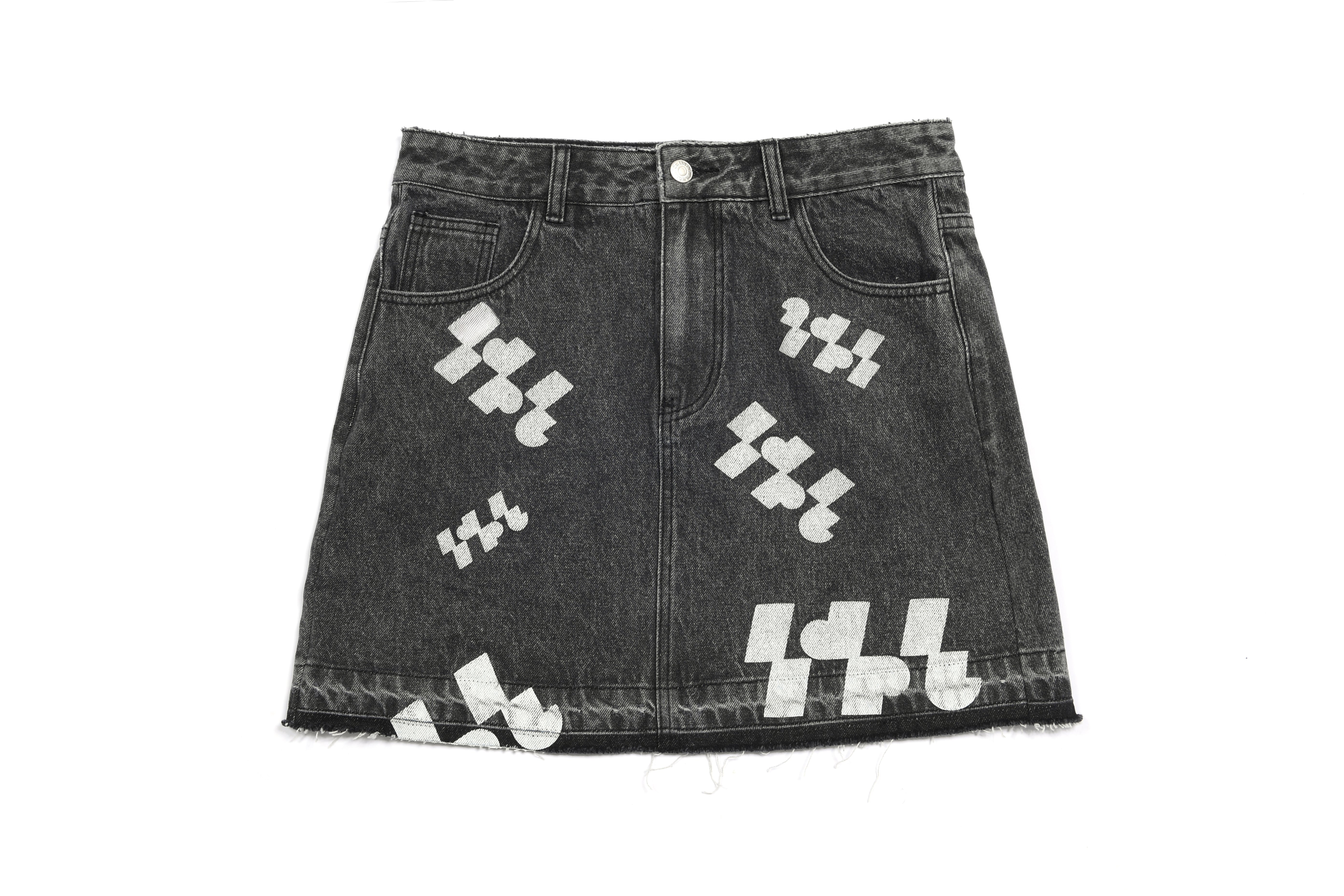 *Pre-order* All Over Logo Graphic Denim Skirt