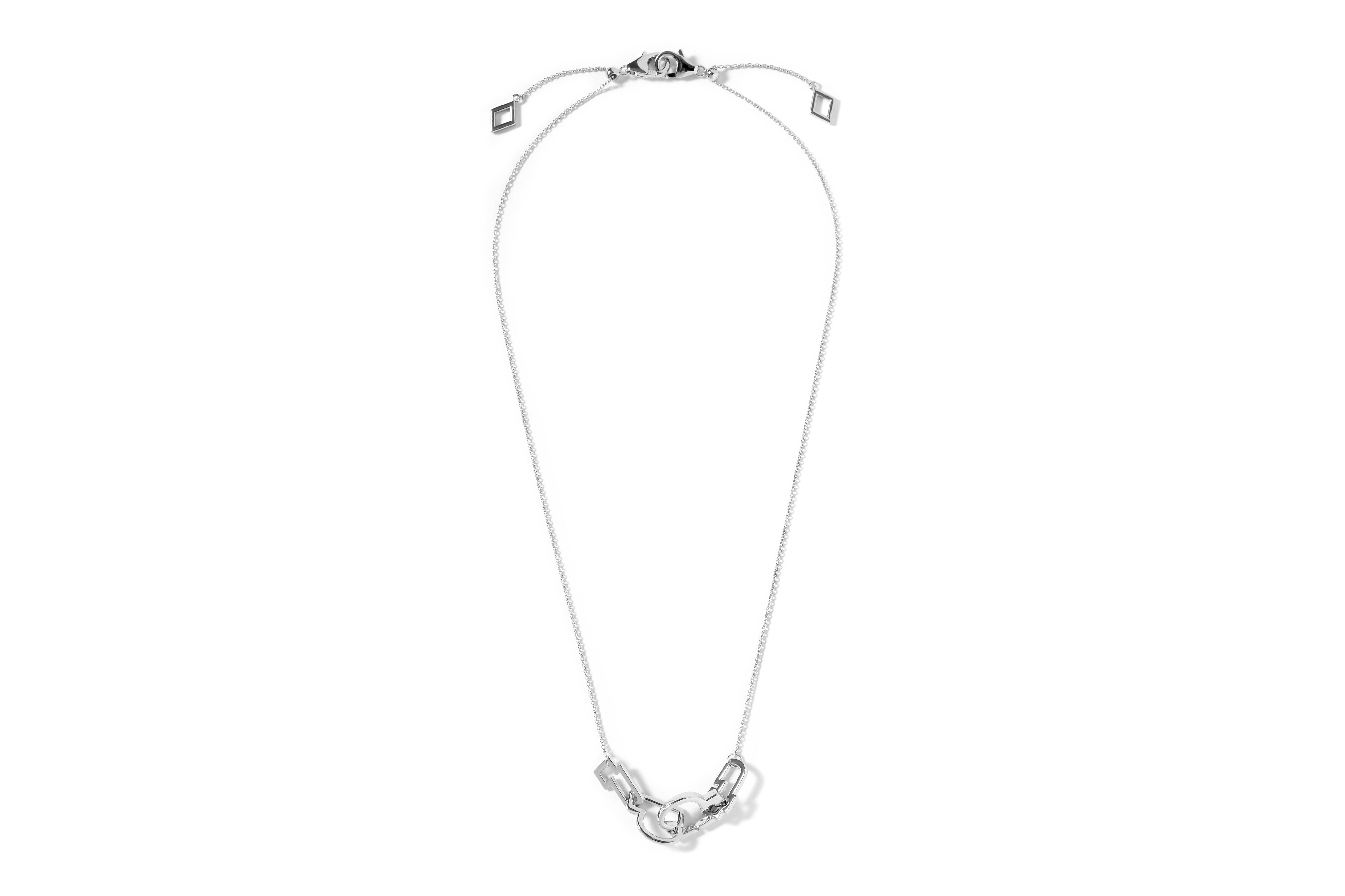 Openwork Logo Graphic 925 Sterling Silver 2-Way Necklace