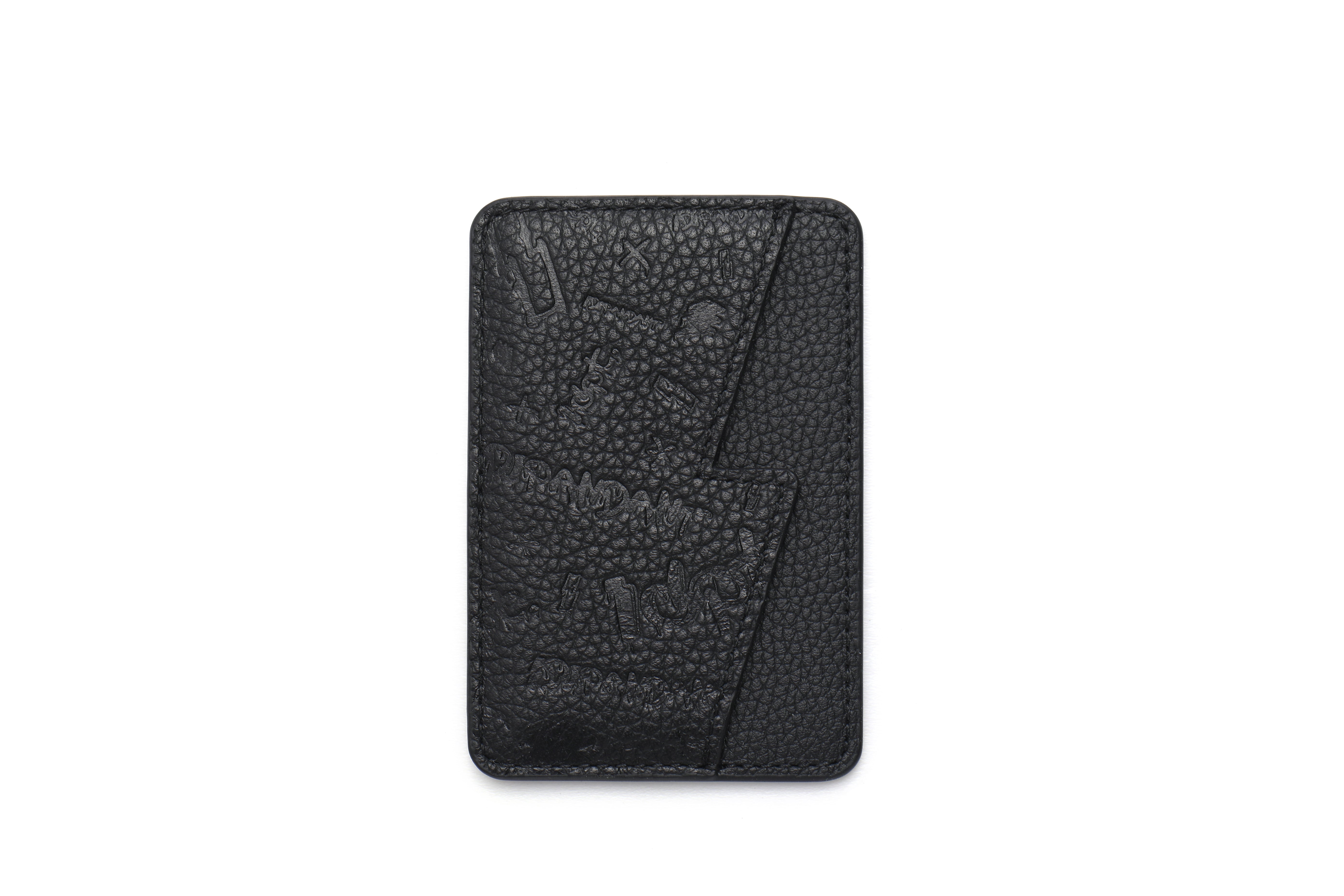 All Over Logo Graphic Magnetic Leather Card Holder