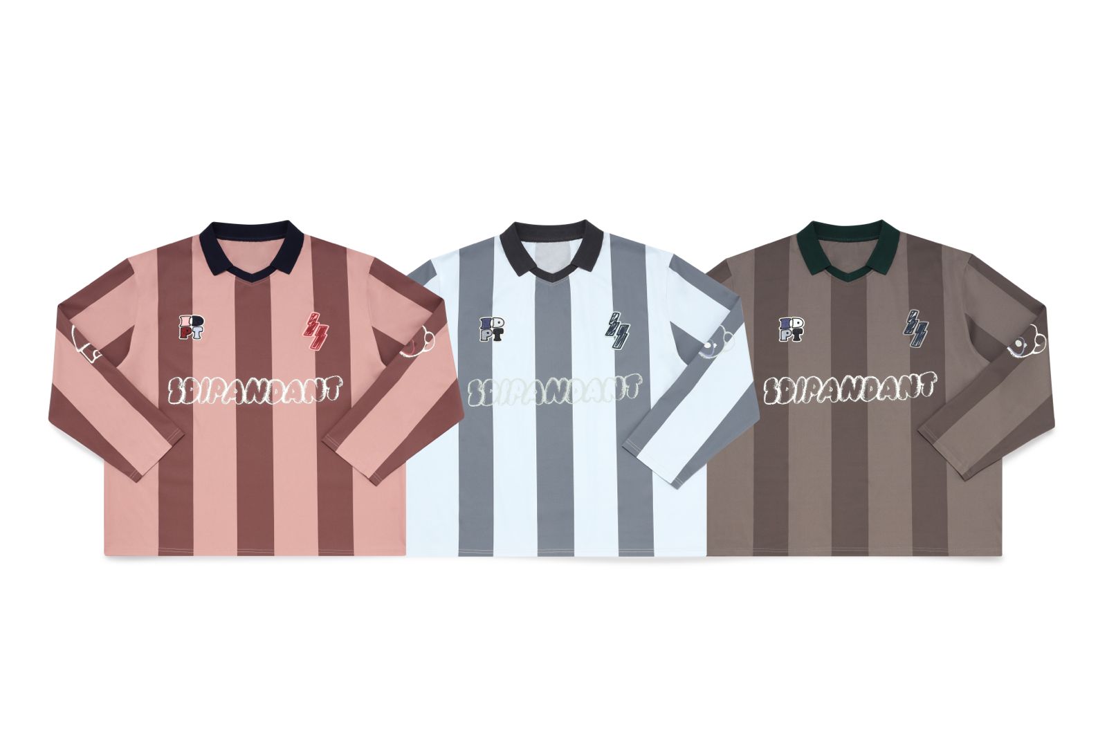 Logo Graphic Striped Long Sleeve Polo Jersey
