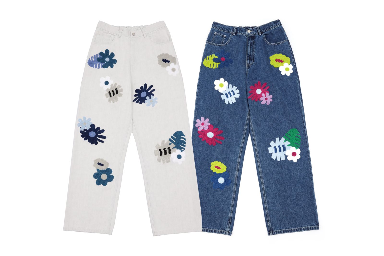 Chenille Embroidered Denim Jeans
