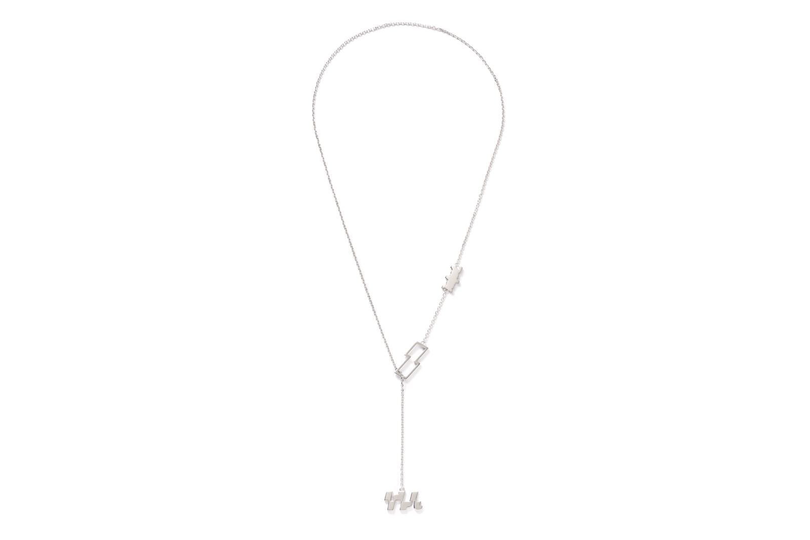 Logo Graphic Charms 925 Sterling Silver Tie Necklace
