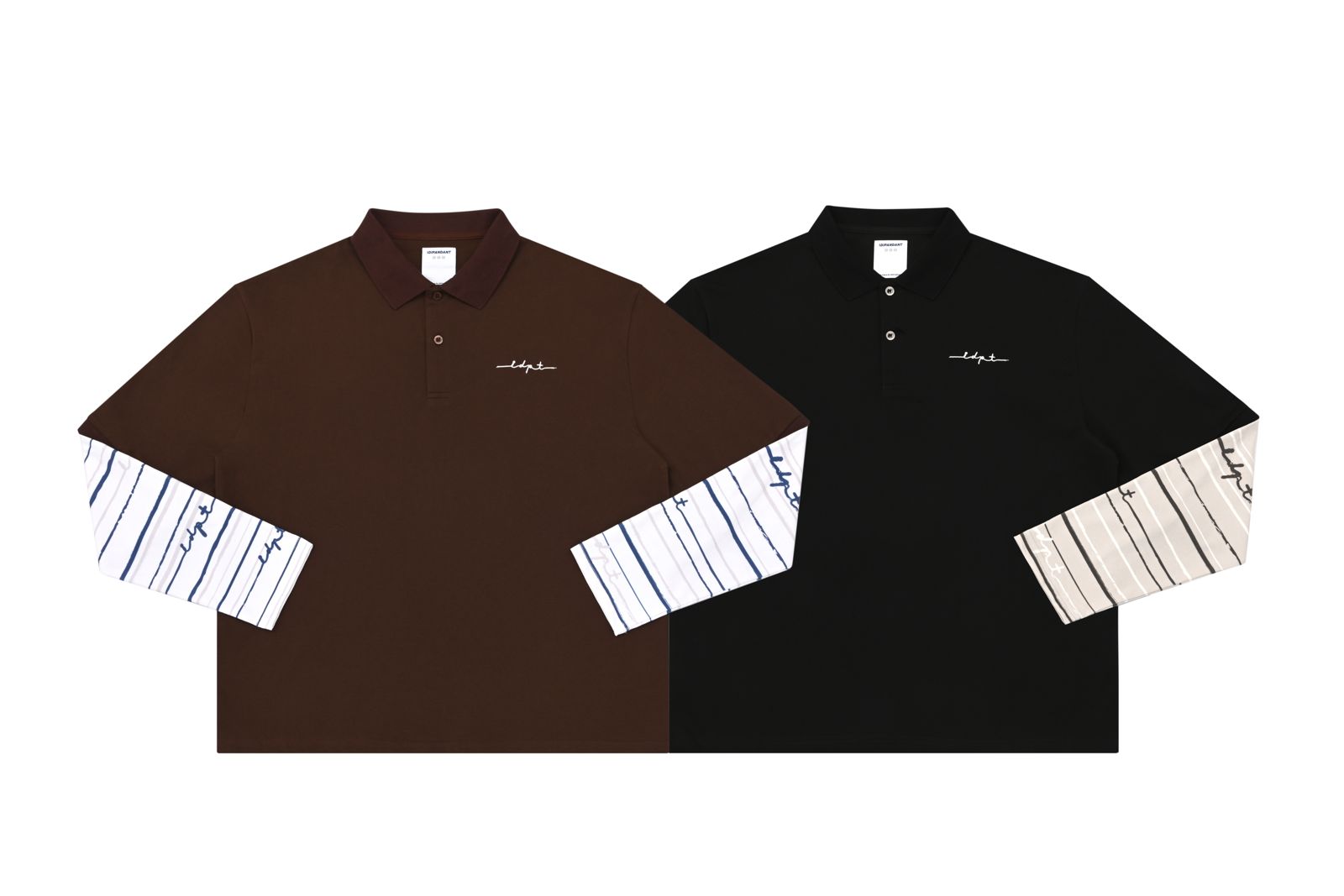 Striped Sleeve Layered Polo Shirt