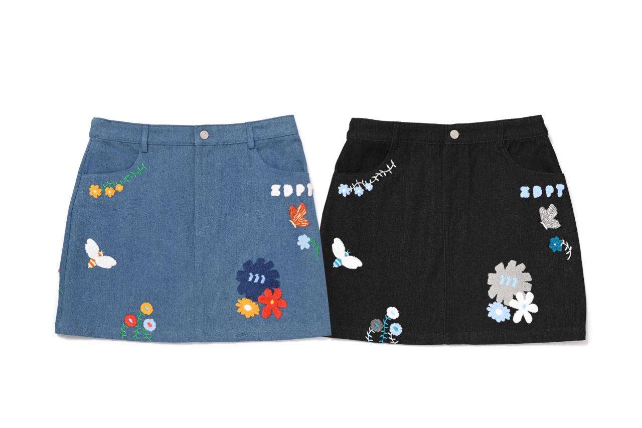 Chenille Embroidered Denim Skirt